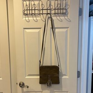 Olive Green Crossbody Bag with Tassel Accent